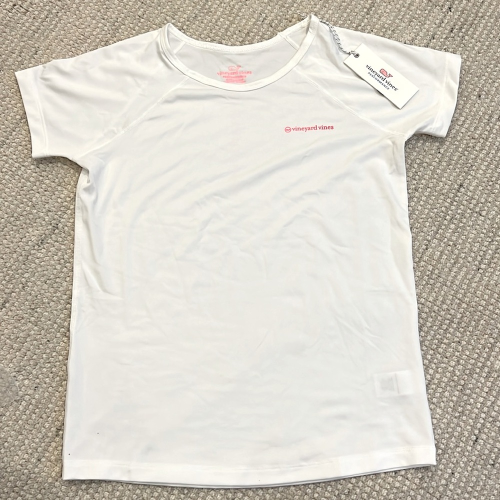 Girls vineyard vines white performance tee, size L(14) - nwt